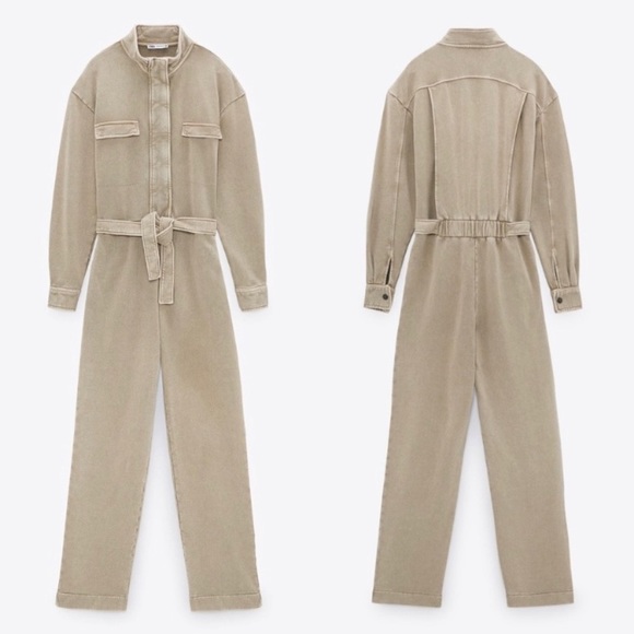 NWT Zara Washed Effect Long Jumpsuit - Picture 2 of 16